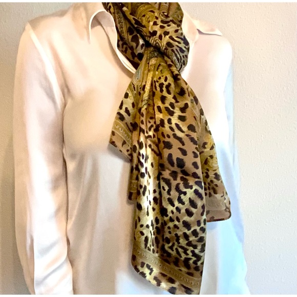 Leopard and Paisley Silk Scarf